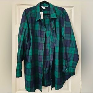Old Navy Green Plaid flannel shirt 3X NWT